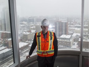 Steve Walton, director of sales and marketing at JW Marriott Edmonton Ice District, in a 22nd-floor corner suite in Edmonton on March 19, 2018.