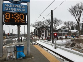 Police at the scene of an incident at the McKernan-Belgravia LRT station. (Photo by Mark Iype)