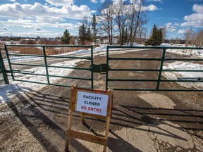 The Millarville Race Track remained sealed off on Tuesday, March 20, 2018, after a large section of the roof of the indoor arena collapsed Monday afternoon.