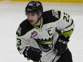 Edmonton Oil Kings captain Colton Kehler skates against the Kootenay Ice during WHL action on March 11, 2018 in Edmonton.