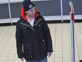 Strathcona County RCMP released surveillance images Monday to identify a suspect who stole a firearm from a Sherwood Park Canadian Tire store last week. (RCMP handout photo)