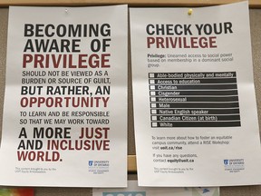 'Check your privilege' posters at UOIT in Oshawa.