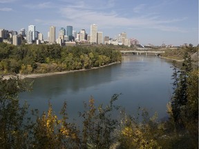 Downtown Edmonton is seen from the south side of the North Saskatchewan River.