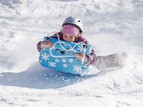 Sledders flocked to the roughest run on the hill at Whitemud Park on a wonderful late winter day in Edmonton  on Sunday, March 4, 2018.