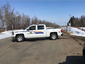 The RCMP have blocked Range Road 213 south of Highway 16 leading to the scene of a suspicious death in Strathcona County Sunday, March 25, 2018.