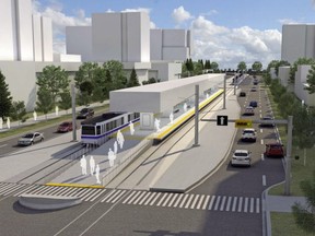 A rough rendering of the proposed Blatchford station, the second station in the first phase of the Metro Line LRT extension. It would sit a couple hundred metres south of Yellowhead Trail.