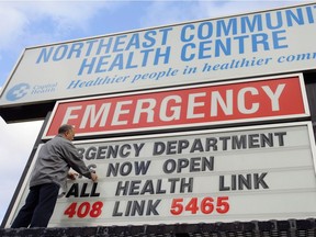 A sign at the Northeast Community Health Centre that has since been replaced.