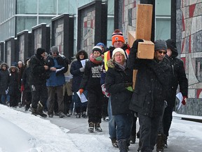 The 38th annual outdoor Way of the Cross made its way through downtown Edmonton on Good Friday, March 30, 2018.