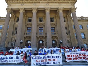 The March for Life anti-abortion rally on May 11, 2017. Bill 9 wouldn't ban protests. It would keep them 50 metres away from abortion clinics, pharmacies, and physicians' homes and offices.