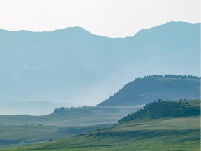 The south end of the Porcupine Hills north of Pincher Creek fades off toward the Livingstone Range on Monday June 12, 2017.