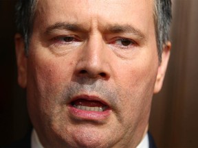 Jason Kenney, current leader of the United Conservative Party in Alberta, speaks to media at the Petroleum Club in Calgary on Friday, March 23, 2018. Kenney was reacting to the NDP Alberta budget which was tabled on Thursday. Jim Wells/Postmedia