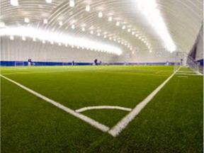 Artist's rendering of the Edmonton Soccer Dome, which is slated to open on the Edmonton Scottish United soccer grounds in August 2018.