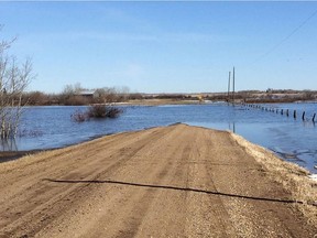 More than 200 roads in Lamont County are affected by flooding. Lamont County resident Ashley Kaban took this photo of the rural road near her home.