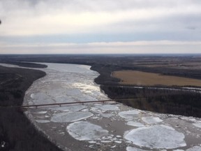 High water levels on the Peace River near Fort Vermilion Saturday, April 28, 2018.