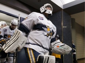 The Spruce Grove Saints head out to face the Okotoks Oilers to play the final hockey game at Northlands Coliseum in Edmonton, Alberta on Friday, December 15, 2017.