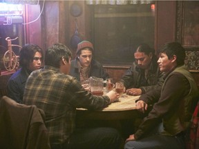 Vance Banzo, left, Forrest Goodluck, Thomas-Dylan Cook, Will Strongheart and Tristen Marty in Indian Horse, which opens nationally next Friday.