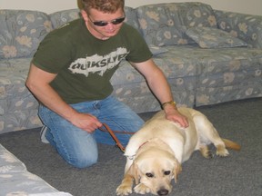 Jamey Wagner, a resident of Sherwood Park, and his guide dog Mario. (Photo Supplied)