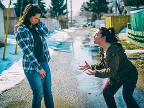 From the left, Miranda Allen and Nadien Chu star in Pretty Goblins at Backstage Theatre until April 29.