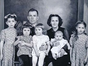 Michael Chomiak and wife Alexandra, with their children in Canada in 1952. Foreign Affairs Minister Chrystia Freeland's mother Halyna is second from left.