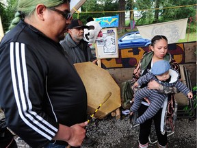 Norma and Ares Louis at the Kinder Morgan protest camp at the company's facility in Burnaby.