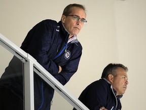 Jets head coach Paul Maurice (left) and GM Kevin Cheveldayoff can take a bow after a a regular season for the ages with 52 wins, just 20 losses and 10 overtime/shootout losses. The Jets picked up points in 62 of 82 games and went a ridiculous 32-7-2 at home.