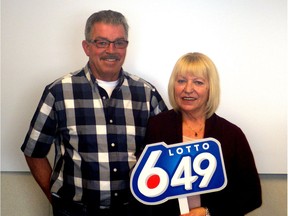 Edward Philpott, left, and Stella Sacrey are $12.5 million richer thanks to their Lotto 6/49 ticket. The
couple won the jackpot on the Wednesday, Feb. 28, 2018 draw.