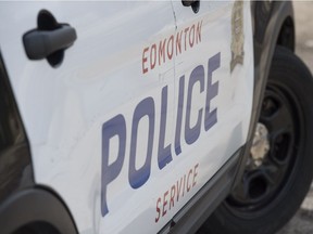 Edmonton police guard the scene of a suspicious death in the Kildare neighbourhood of north Edmonton on April 24, 2018.