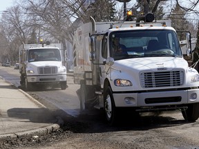 City of Edmonton street sweeping crews at work on city streets on April 19, 2018.