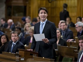 Prime Minister Justin Trudeau responds to a question on the situation in Syria during question period in the House of Commons on Parliament Hill in Ottawa on Friday, April 7, 2017.