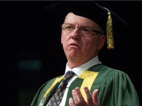 David Turpin speaks after he  is installed as the University of Alberta‚Äôs 13th president and vice-chancellor in a formal ceremony at the Northern Alberta Jubilee Auditorium in Edmonton, Nov. 16, 2015. File photo.
