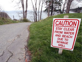 A sewage spill from the pump station at Cordova Bay in Victoria, B.C. File photo.