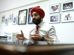 Minister of Innovation, Science and Economic Development Navdeep Bains in his Parliament Hill office, in Ottawa on Tuesday, May 1, 2018.