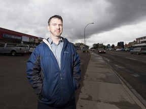 Miles Berry is a member of the Greater Hardisty Community Sustainability Coalition which wants to see walkable improvements to 101 Avenue to support the businesses and encourage more residential density along the avenue, hoping Edmonton will start with a series of temporary improvements this summer. Taken on Wednesday, May 30, 2018  in Edmonton. Greg  Southam / Postmedia