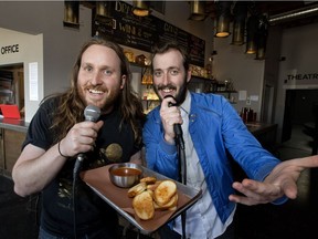 Bar and restaurant manager Joses Martin (left) and artistic director Byron Martin run the Grindstone Theatre, a new comedy venue on the city's south side.