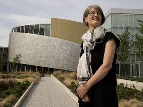 Architect Donna Clare poses outside the new Royal Alberta Museum in Edmonton Wednesday, May 16, 2018.