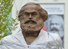 A picture on April 13, 2018 in Trier, Germany, shows the head of a new statue of Karl Marx.