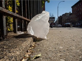 NEW YORK, NY - APRIL 23: A plastic bag blows down the street on Court Street, April 23, 2018 in the Brooklyn borough of New York City. New York Governor Andrew Cuomo introduced on Monday a bill that proposes to ban single-use carryout plastic bags statewide. If passed, the new law would go in effect in January of 2019.