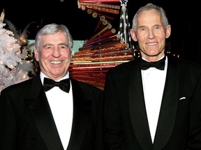 Former farm boys Dennis O'Rourke, left, and Bruce Hagstrom, now the board chairman and the president of Sureway Construction respectively, have given millions of dollars to education, medical and arts organizations and charities. They are pictured here at one of their favourite events, the University Hospital's Festival of Trees.