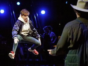 Alex Sahil in a scene from Strathcona High School's Cappies production of Footloose.