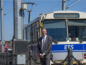 Dave Beckley, VP Commercial Operations and Customer Service of Thales Canada on May 11, 2018 near the signals his company installed on the Metro Line LRT line near 105 Street.