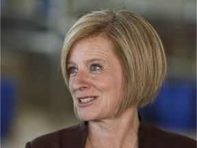 Premier Rachel Notley speaks with media before departing from Edmonton  to co-chair the 2018 Summit of North American Governors and Premiers in Scottsdale, Arizona.