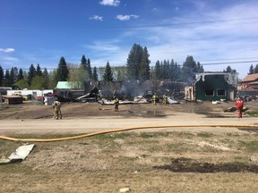 A tire shop in Edson, Alberta was engulfed in flames and smoke Saturday afternoon.