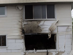 A fire in an Edmonton apartment building on 80 Street near 117 Avenue was put out by firefighters on May 30, 2018.