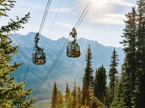 Gondolas in operation in Banff National Park.