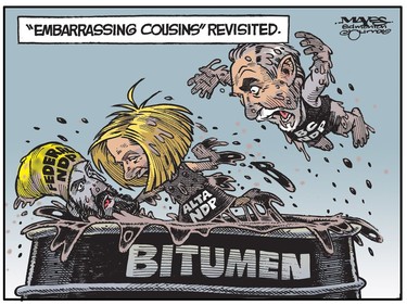 Feuding NDP leaders are the 'embarrassing cousins' of Canada. (Cartoon by Malcolm Mayes)