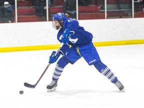 Dylan Guenther takes part in a game for the Northern Alberta Xtreme bantam prep team during the 2017-2018 season.