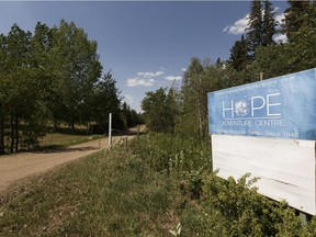 The entrance to Hope Adventure Centre in Sturgeon County on Wednesday, May 23, 2018.