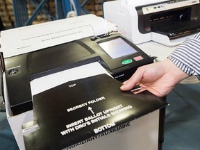 A voting machine is seen in this undated handout photo. Voters across Ontario may notice the rise of the machines when they cast their ballots for the next premier. The province is implementing two new pieces of technology that they say should help speed up both the voting and ballot-counting process.