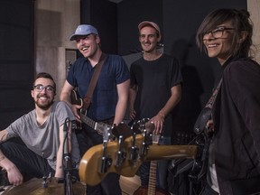 The Edmonton band Nature Of won a recording-session contest with Grant MacEwan's record label Bent River Records. They'll be recording in the basement of Allard Hall, downstairs in Studio A on May 8, 2018.  The band is guitarist and vocalist Steve Schneider, bassist Kyla Rankine , guitarist Cole Switzer, and drummer Cam O'Neill.  Photo by Shaughn Butts / Postmedia