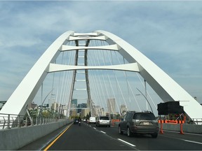 The new long awaited Walterdale Bridge opened Monday with 2 working lanes opened to traffic in Edmonton, September 18, 2017. Ed Kaiser/Postmedia